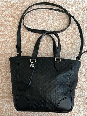 Gucci Microguccissima Bree black leather tote small